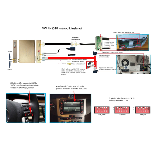 Montáž adaptéra CarPlay/Android Auto pre vozidlá VW/Škoda so systémom RNS510