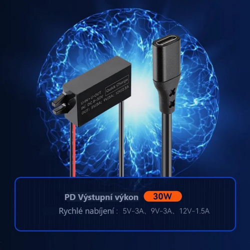 Použitie meniča napätia 12V / 24V - 3A USB-C QC3.0
