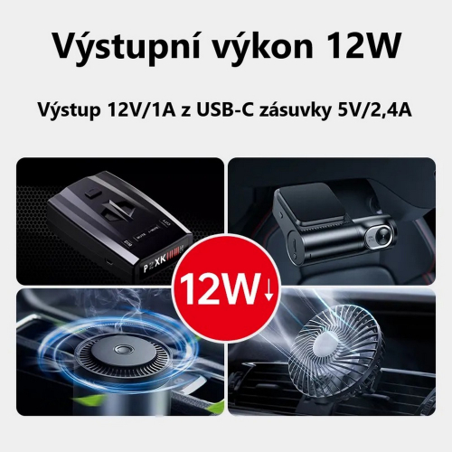 Použitie redukcie s meničom napätia USB-C/CL zásuvka - 5V/12V, 1A