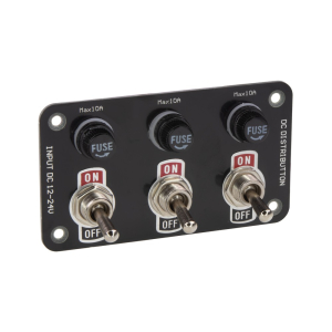Multipřepínač 12/24V - panel s 3x páčkovými spínači + 3 pojistkami