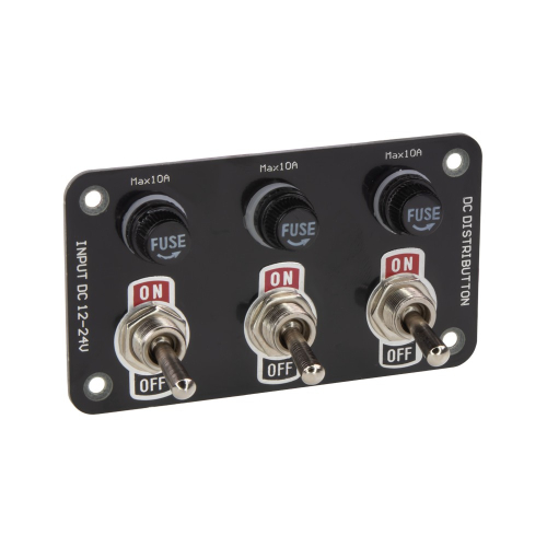 Panel s 3x spínačmi + 3x poistky, 12/24V