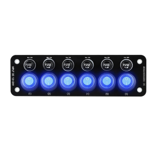 Multiprepínač 12/24V - panel so 6x kolískovými spínačmi + 6 poistkami