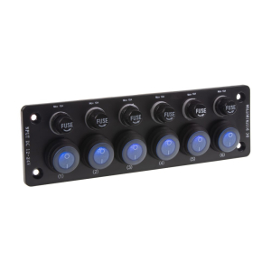 Multipřepínač 12/24V - panel s 6x kolébkovými spínači + 6 pojistkami