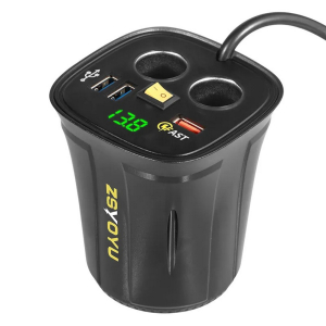 Dvojitá CL zásuvka s 3x USB, voltmetrom 12/24V - do držiaka nápojov
