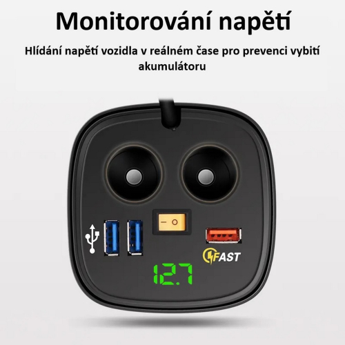 Použitie 12/24V dvojitej CL zásuvky s 3x USB a voltmetrom do držiaka nápojov