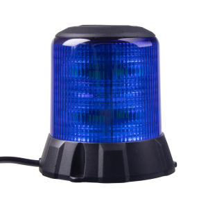 Modrý LED maják 12/24V - 96x 1W LED / na pevnú montáž / čierny hliníkový obal / ECE R65 (ø 124 x 127 mm)
