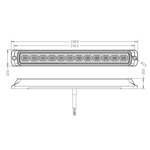 Rozmery 12/24V koncových LED svetiel s oranžovým LED predátorom ECER65
