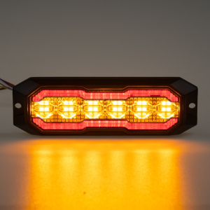 Obrysové červené LED svetlo 12V / 24V - s výstražným oranžovým LED predátorom ECE R65 (129x40x15mm)
