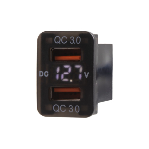 USB nabíjačka s voltmetrom 12V / 24V - 2x USB QC3.0 pre Toyota / UNI