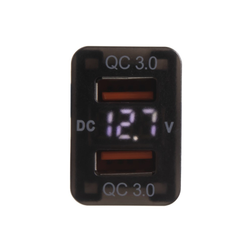 Dvojitá USB nabíjačka QC3.0 s voltmetrom