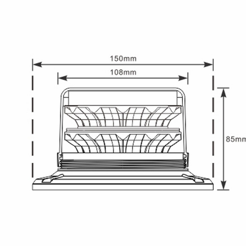 Rozmery 12/24V oranžovo-zeleného 24x LED majáka