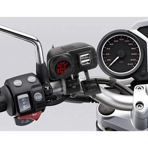 Použitie dvojitej USB nabíjačky s teplomerom a voltmetrom pre motocykle a štvorkolky