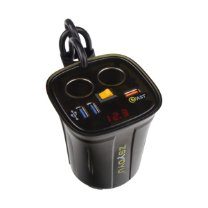 Dvojitá CL zásuvka s 3x USB a voltmetrom 12/24V - do držiaka nápojov