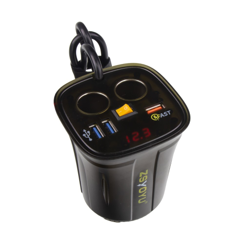 Dvojitá CL zásuvka s 3x USB+voltmetrom do držiaka nápojov