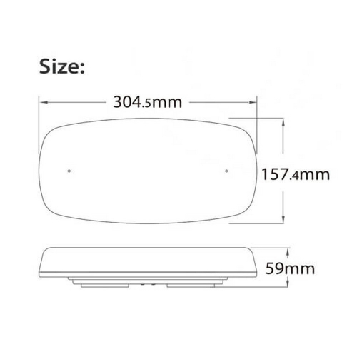 Rozmery batériovej 48x LED bielo-oranžovej LED rampy s diaľkovým ovládačom ECER65