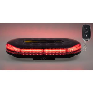 Červená AKU LED rampa - 48x LED / dálkový ovladač / ECE R65 / s magnetem (328x186x50mm)