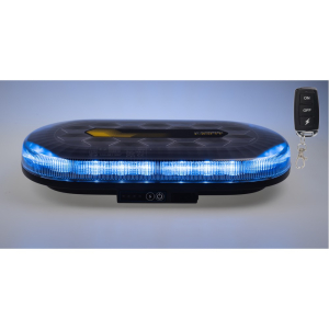 Modrá AKU LED rampa - 48x LED / dálkový ovladač / ECE R65 / s magnetem (328x186x50mm)