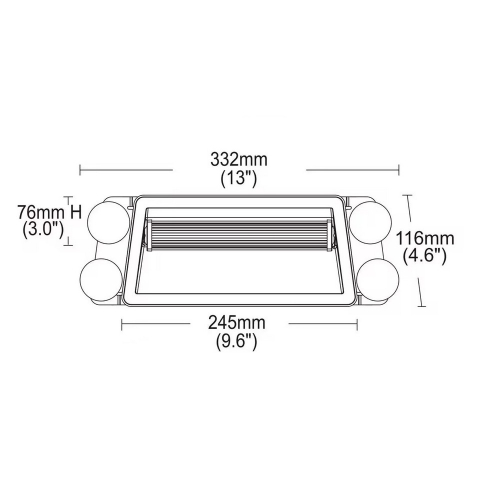 Rozmery vnútorného modrého LED predátora 24x LED 1,5 W, 12/24V