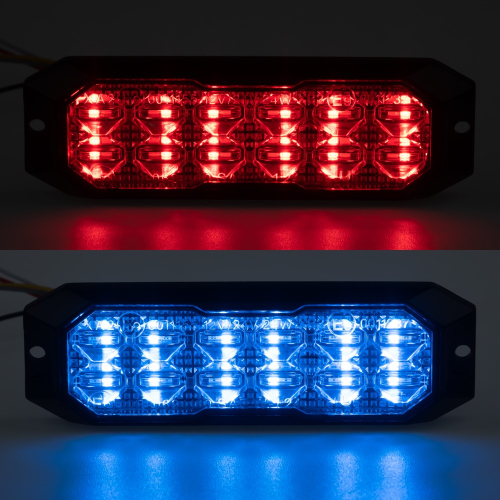 PROFI výstražné LED svetlo vonkajšie, červeno-modré, 12-24V, ECE R10