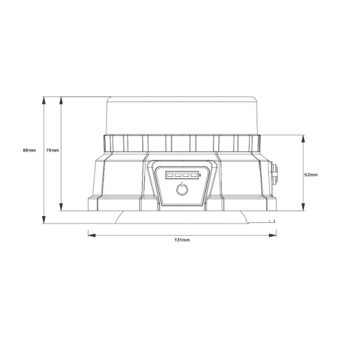 Rozmery 36W modrého batériového LED majáka s diaľkovým ovládačom