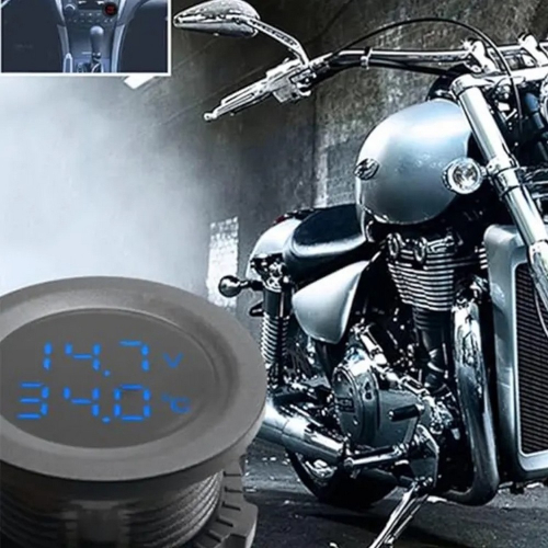 Použitie modrého digitálneho voltmetra s teplomerom do auta