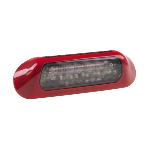 LED svetlo nástenné - biele s oranžovým výstražným svetlom 48W / 10-30V / ECE R65 / červené (236x80x37mm)
