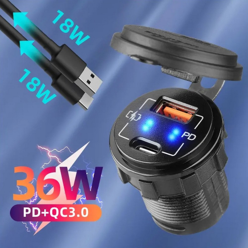 Použitie 12/24V USB nabíjačky QC3.0 + USB-C