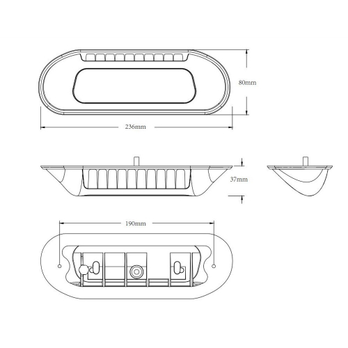 Rozmery nástenného/cúvacieho 57W LED svetla ECER10,ECER148