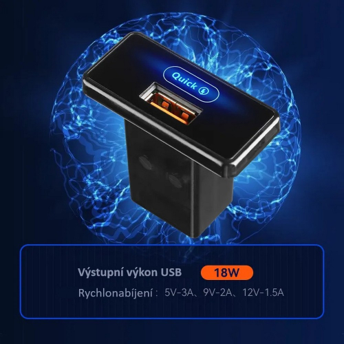Vlastnosti 12/24V nabíjačky USB QC3.0 do auta