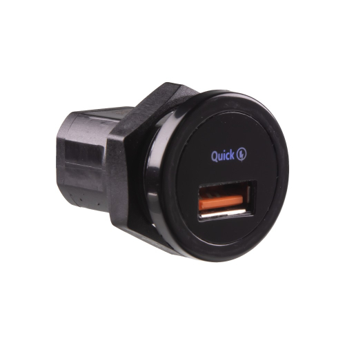 USB nabíječka QC3.0 do panelu, kulatá, 12/24V