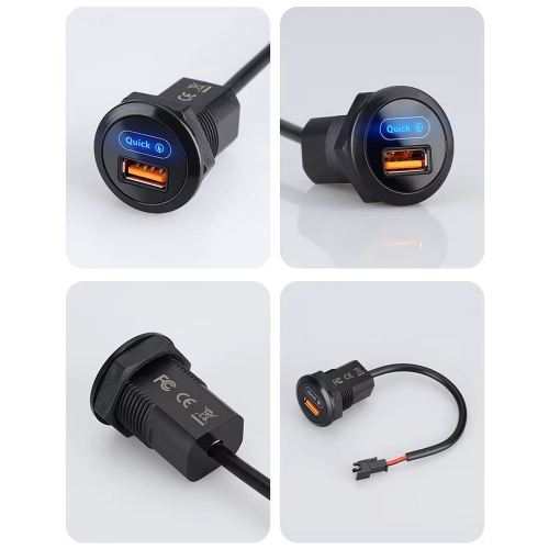 Montáž okrúhlej 12/24V nabíjačky USB QC3.0 do auta
