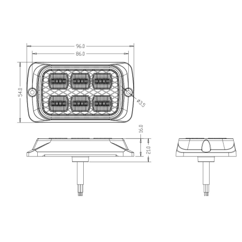Rozmery 12/24V oranžového 24W LED predátora ECER65