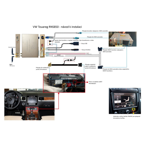 Montáž adaptéru CarPlay/Android Auto pro VW Touareg se systémem RNS850