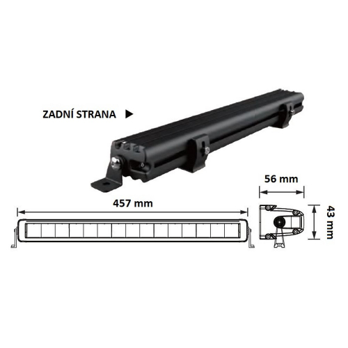 Rozmery 12-24V bielo-oranžovej svetelnej LED rampy 46cm,ECER