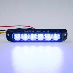 Modrý LED predátor 12/24V - 6x 3W / ECE R65 (132x30x11mm)
