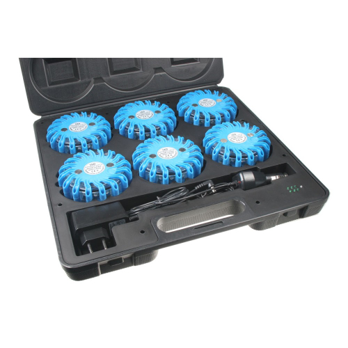 LED výstražné svetlo 16LED, modré, set 6ks