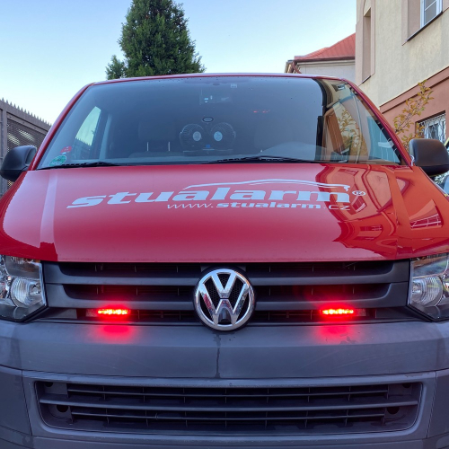 Použitie červeného výstražneho SLIM LED predátor do mriežky 12-24V,ECER65