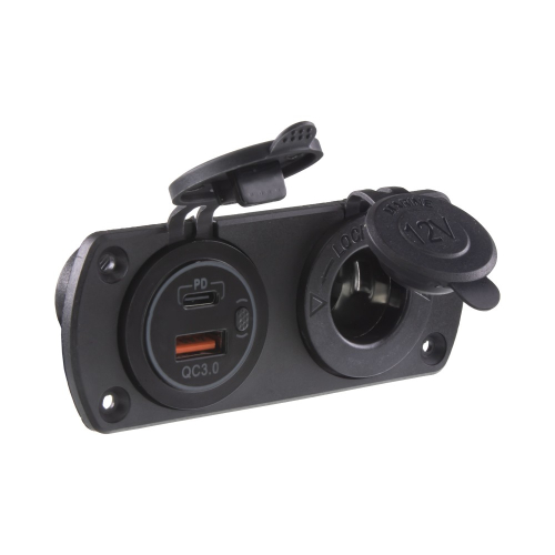 Dvojitá zásuvka do panelu 1x CL + 2x nabíjačka USB vodeodolná