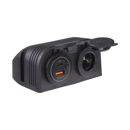 Dvojitá zásuvka s panelom 1x CL + 2x nabíjačka USB vodeodolná