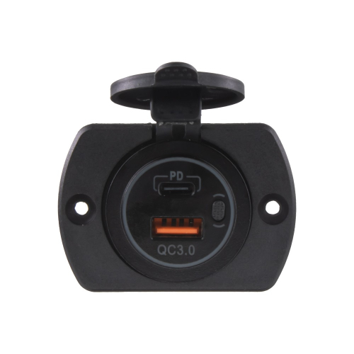 Použitie panelovej 12/24V nabíjačky USB QC3.0 + USB-C