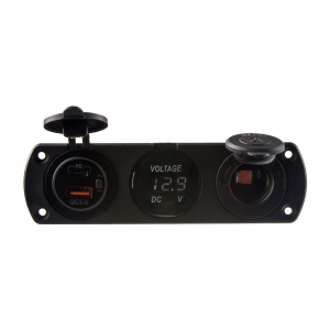 Nabíječka 12V / 24V - USB-QC3.0 + USB-C PD / CL zásuvka / voltmetr