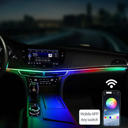 Ovládání ambientní LED RGB osvětlení interiéru s Bluetooth a dálkovým ovladačem