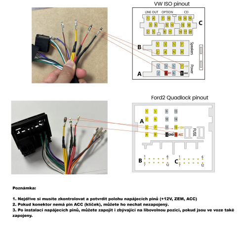 Zapojenie univerzálnej Bluetooth Handsfree sady s MOST konektorom