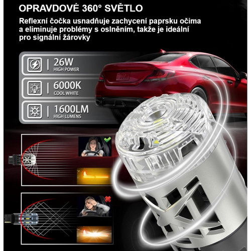 Špecifikácie Canbusových 24W bielych LED autožiaroviek BA15S