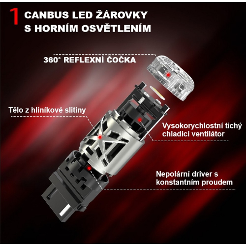 Vlastnosti 23W červených CANBUS LED autožiaroviek BA15s