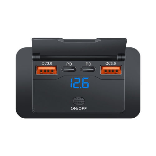 12/24V nabíjačka 2x USB QC3.0 s 2x USB-C a voltmetrom