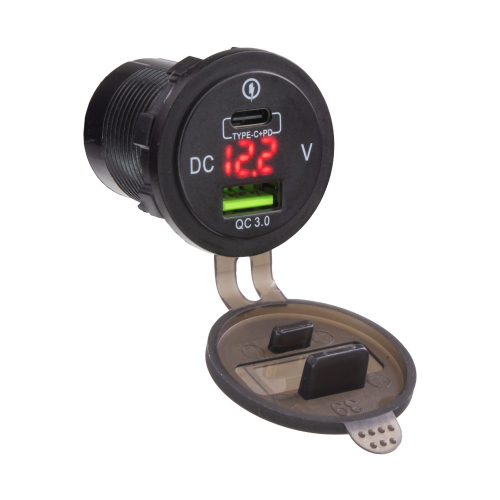 USB nabíjačka QC3.0 + USB-C, digitálny voltmeter do panelu
