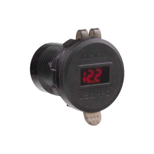 Červený voltmeter 12/24V nabíjačky USB QC3.0 s USB-C