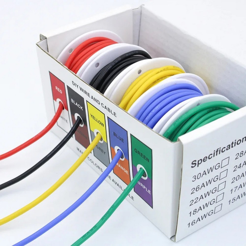 Sada káblov 0,25 mm², 50 m (5 roliek x 10 m) v silikónovej bužírke