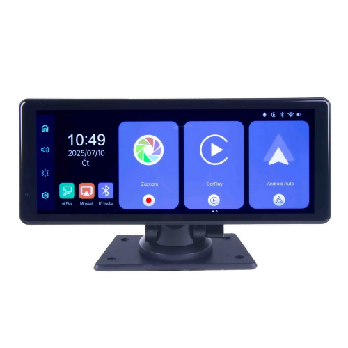 Použitie 8,1" multimediálneho monitora s Apple CarPlay, Android auto, Bluetooth, micro SD, 2K DVR a kamerovým vstupom